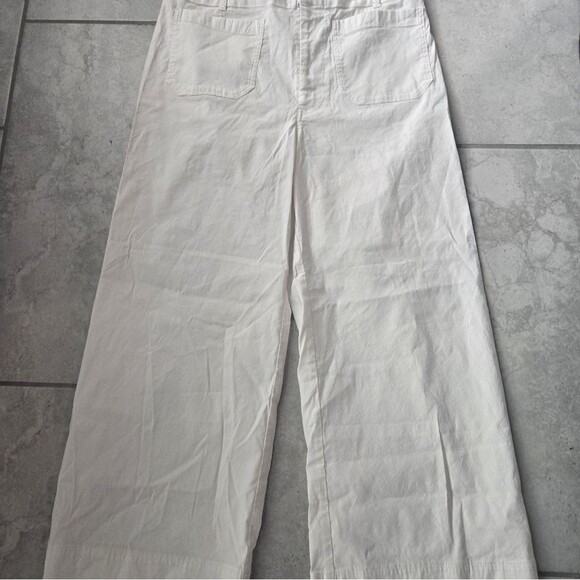 Maeve Colette Crop Linen Pants, Wide Leg, White Size 32 - Picture 3 of 6